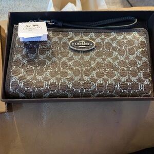 Coach Brown Signature Wristlet Wallet
